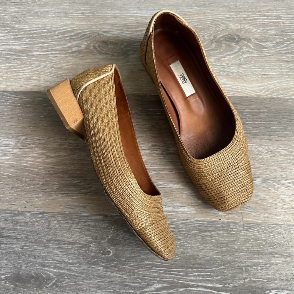MIISTA Woven Raffia Block Heels